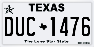 TX license plate DUC1476