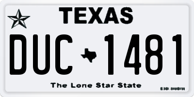 TX license plate DUC1481