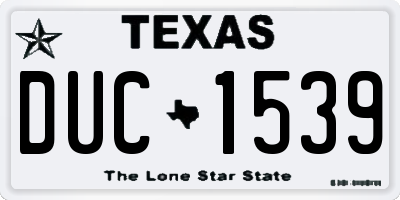 TX license plate DUC1539