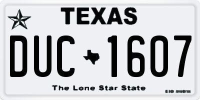 TX license plate DUC1607
