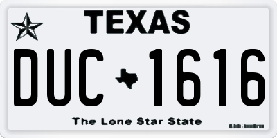 TX license plate DUC1616