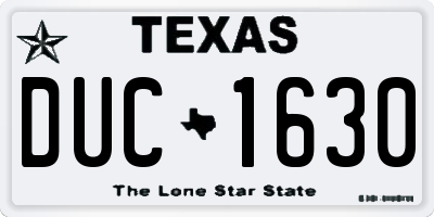 TX license plate DUC1630