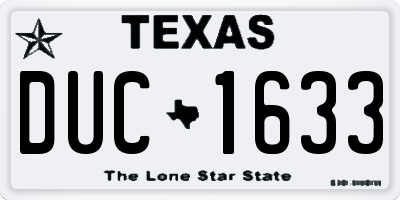 TX license plate DUC1633