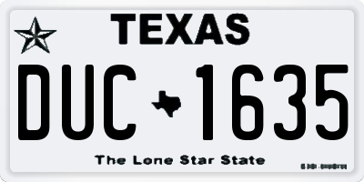 TX license plate DUC1635