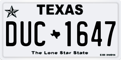 TX license plate DUC1647
