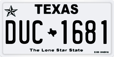 TX license plate DUC1681