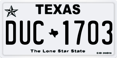 TX license plate DUC1703