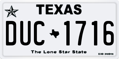 TX license plate DUC1716
