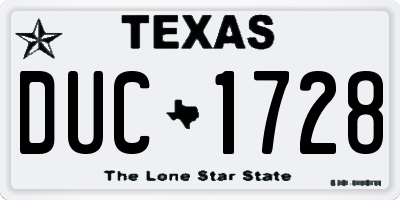 TX license plate DUC1728
