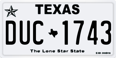 TX license plate DUC1743
