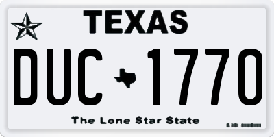 TX license plate DUC1770