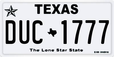 TX license plate DUC1777