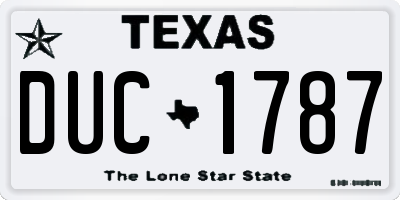 TX license plate DUC1787