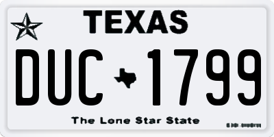 TX license plate DUC1799