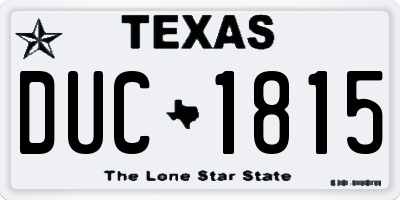 TX license plate DUC1815