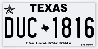 TX license plate DUC1816