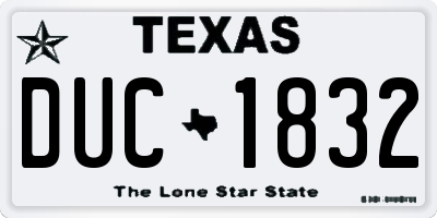 TX license plate DUC1832