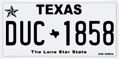 TX license plate DUC1858