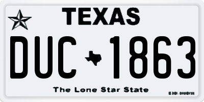 TX license plate DUC1863