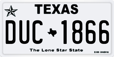 TX license plate DUC1866