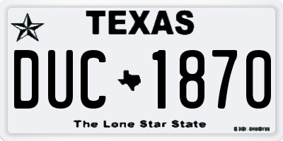 TX license plate DUC1870