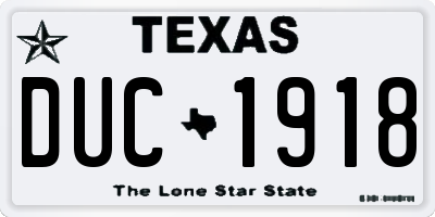 TX license plate DUC1918
