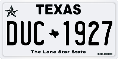 TX license plate DUC1927