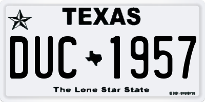 TX license plate DUC1957