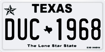 TX license plate DUC1968
