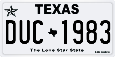 TX license plate DUC1983