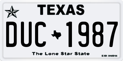 TX license plate DUC1987