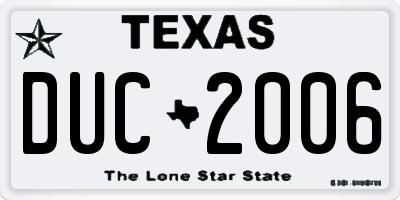 TX license plate DUC2006