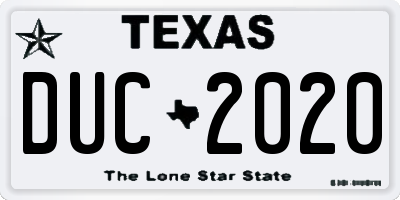 TX license plate DUC2020