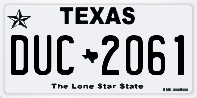 TX license plate DUC2061