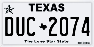 TX license plate DUC2074