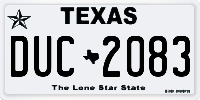 TX license plate DUC2083
