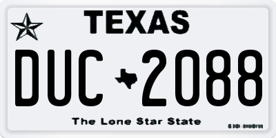 TX license plate DUC2088