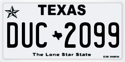 TX license plate DUC2099