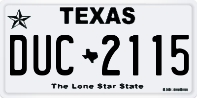 TX license plate DUC2115