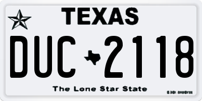 TX license plate DUC2118