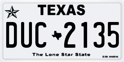 TX license plate DUC2135
