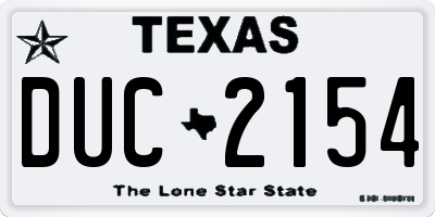 TX license plate DUC2154