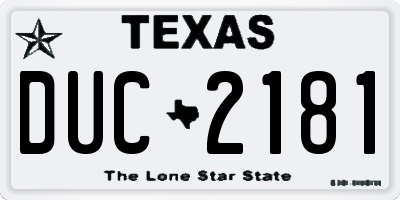 TX license plate DUC2181