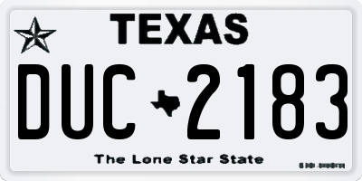 TX license plate DUC2183