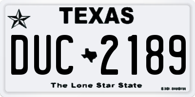 TX license plate DUC2189