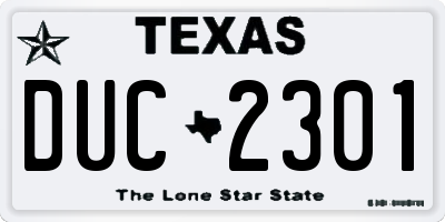 TX license plate DUC2301