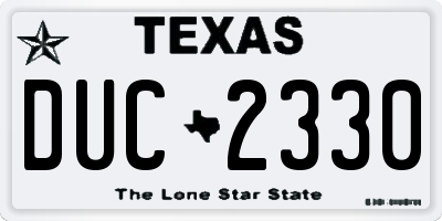 TX license plate DUC2330