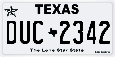 TX license plate DUC2342
