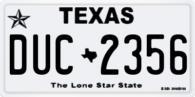 TX license plate DUC2356