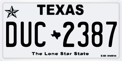 TX license plate DUC2387